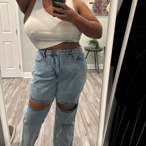 GOOD AMERICAN Good 90s baggy jeans with thigh slits size 16